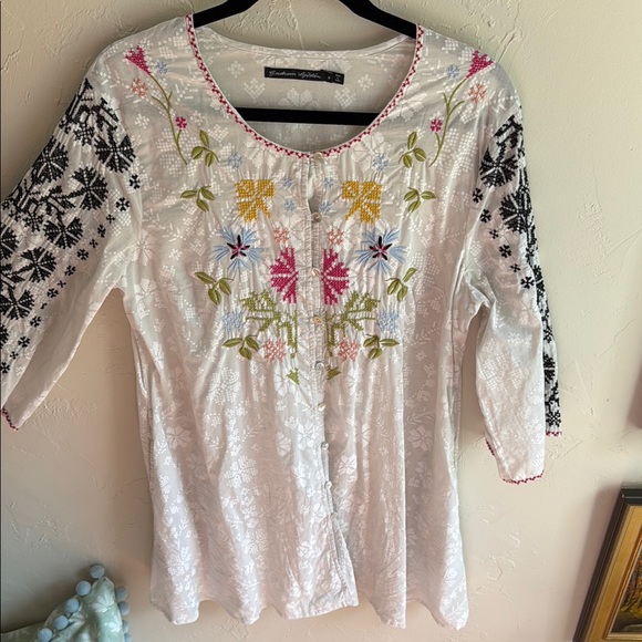 Gudrun Sjoden White Embroidered 3/4 Sleeve Tunic - Picture 5 of 8